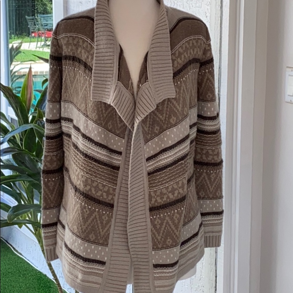 Liz Claiborne brown striped shrug